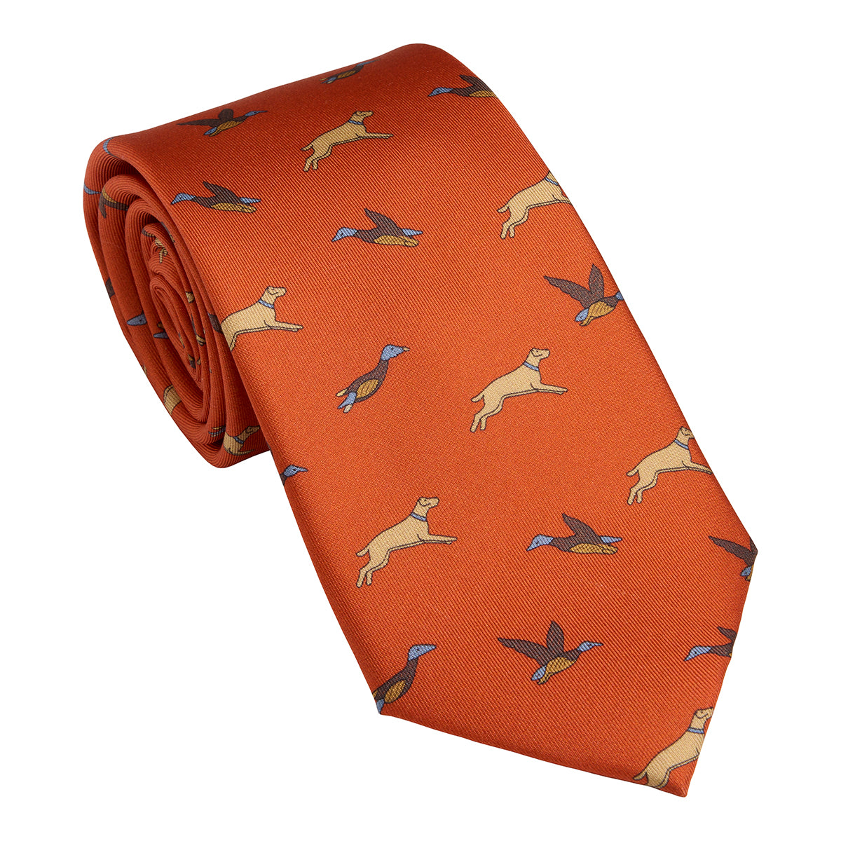 Tie with Dog/Duck Motif – Orange
