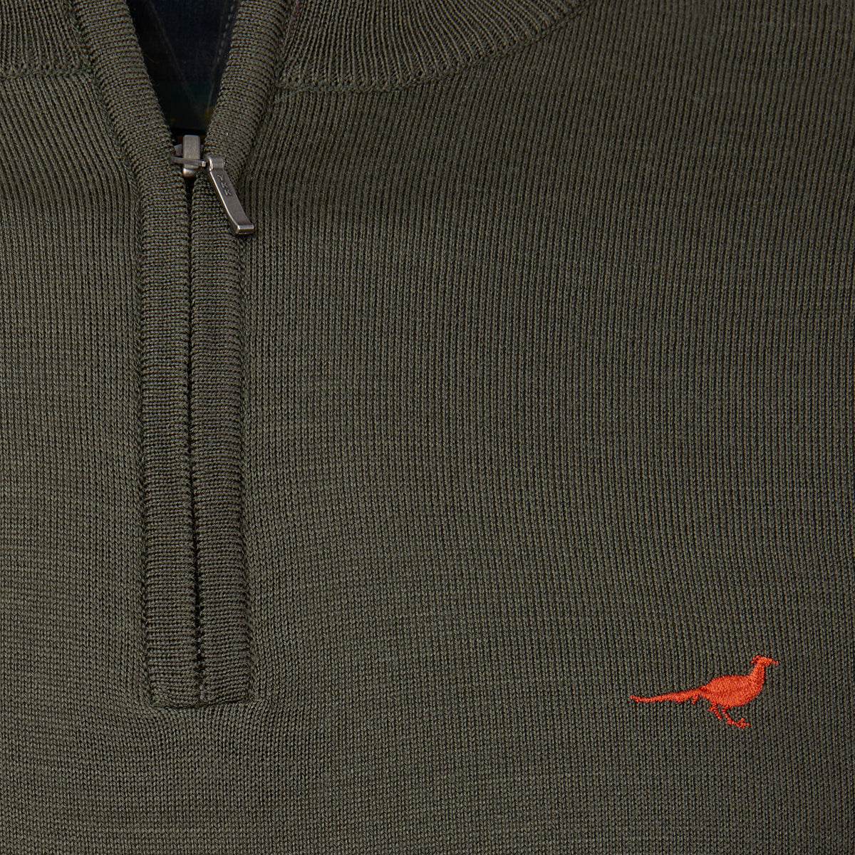 Norfolk Zip Neck Merino Sweater – Olive