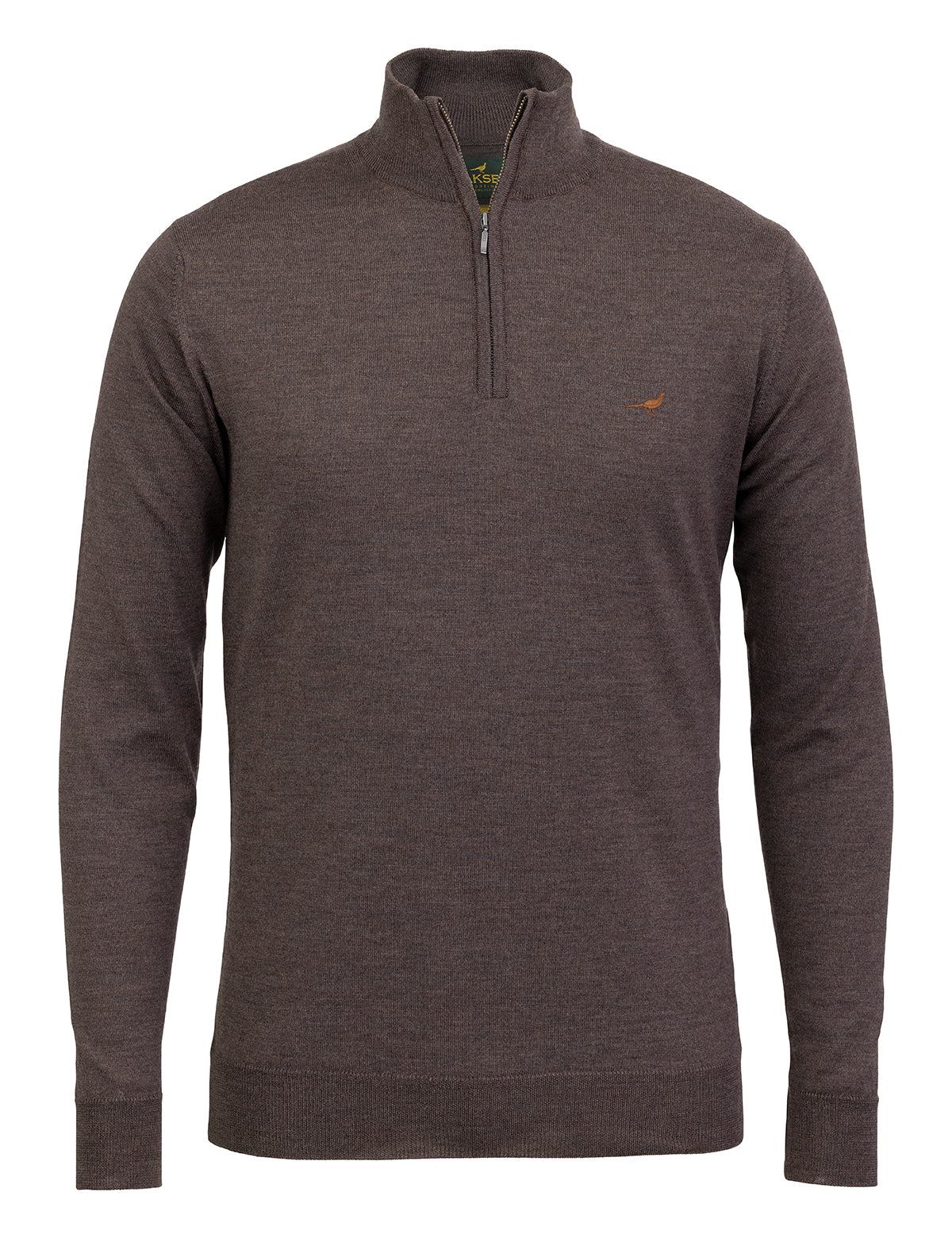 Norfolk zip-neck merino sweater - chocolate