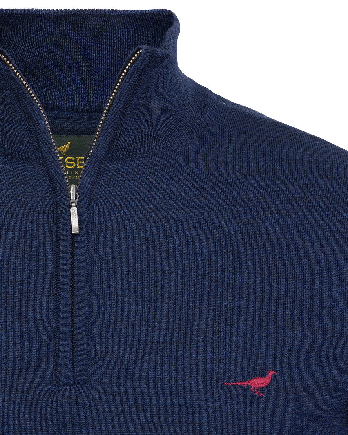 Norfolk Zip Neck Merino Sweater - French blue