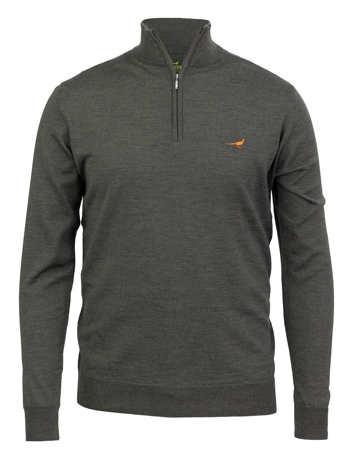 Norfolk zip-neck merino sweater - loden green