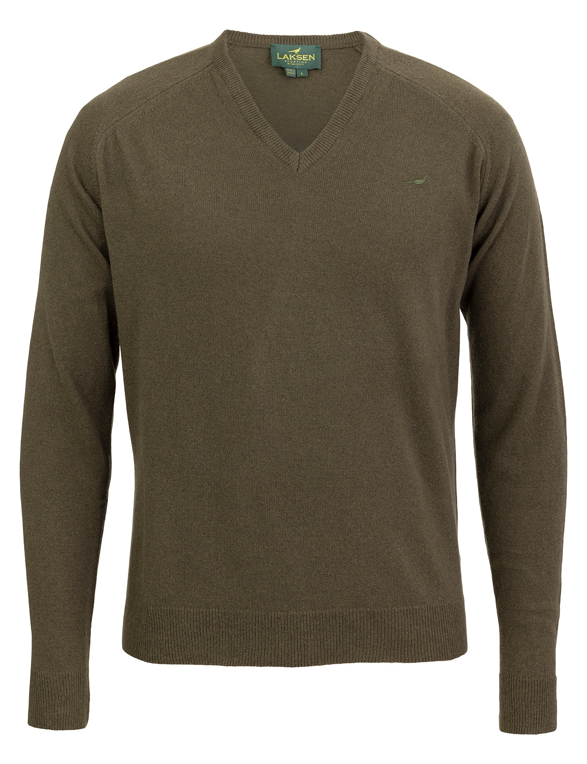 Trent V-neck Lambswool Sweater - Olive