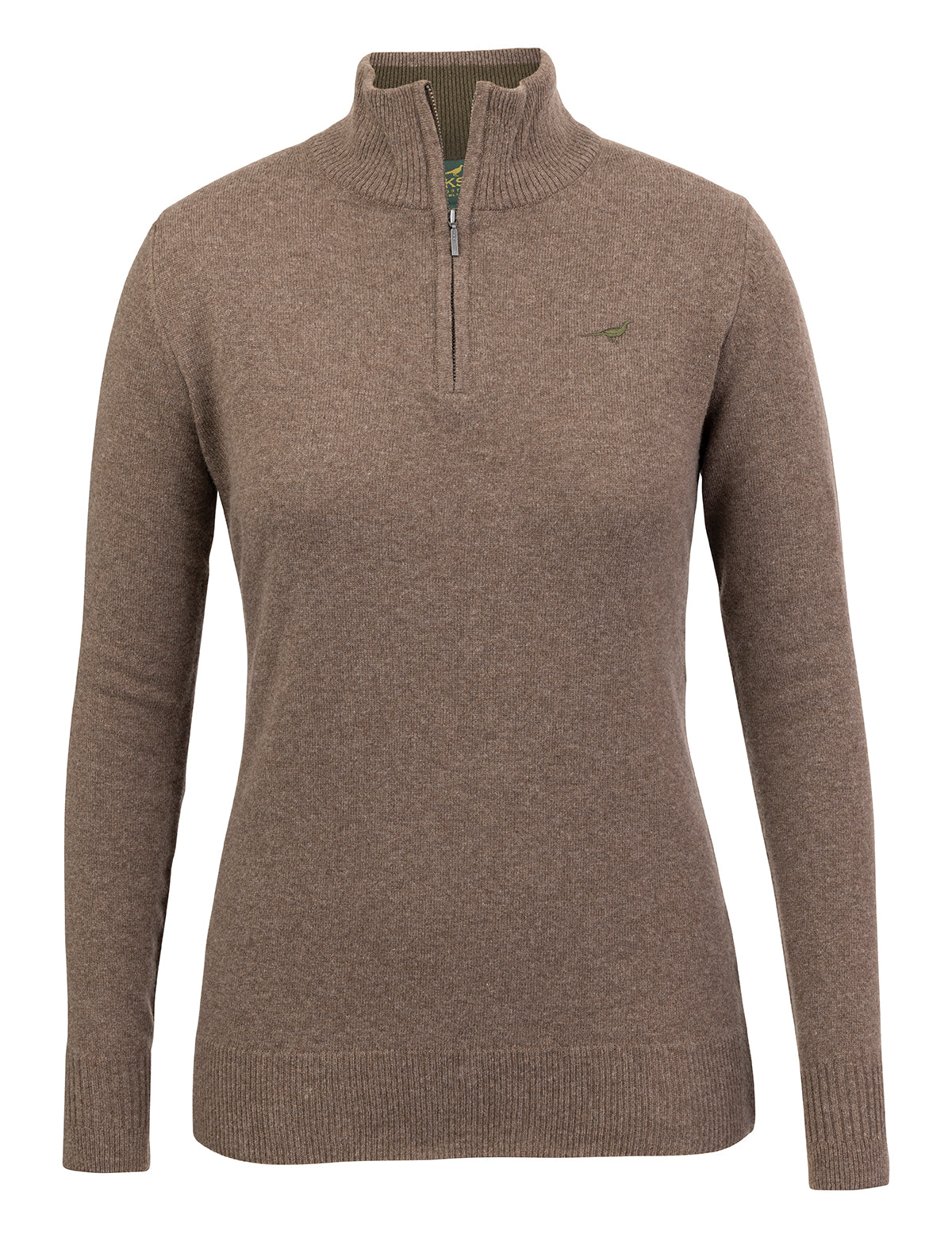 Tyne Zip Neck Women’s Lambswool Sweater – Camel