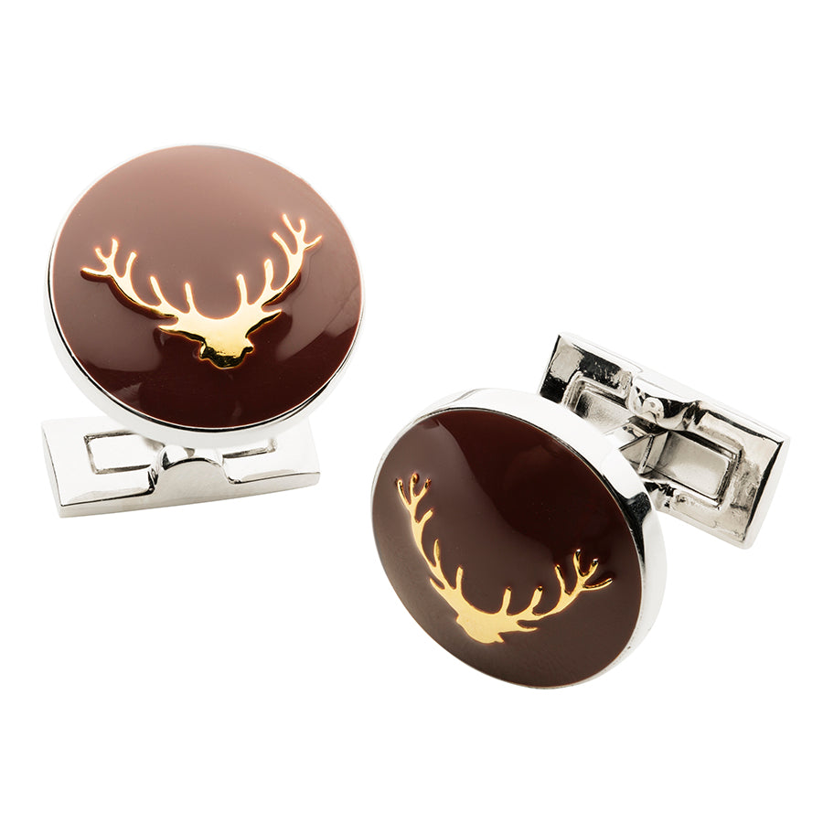 Stag Deer Cufflinks – Burgundy