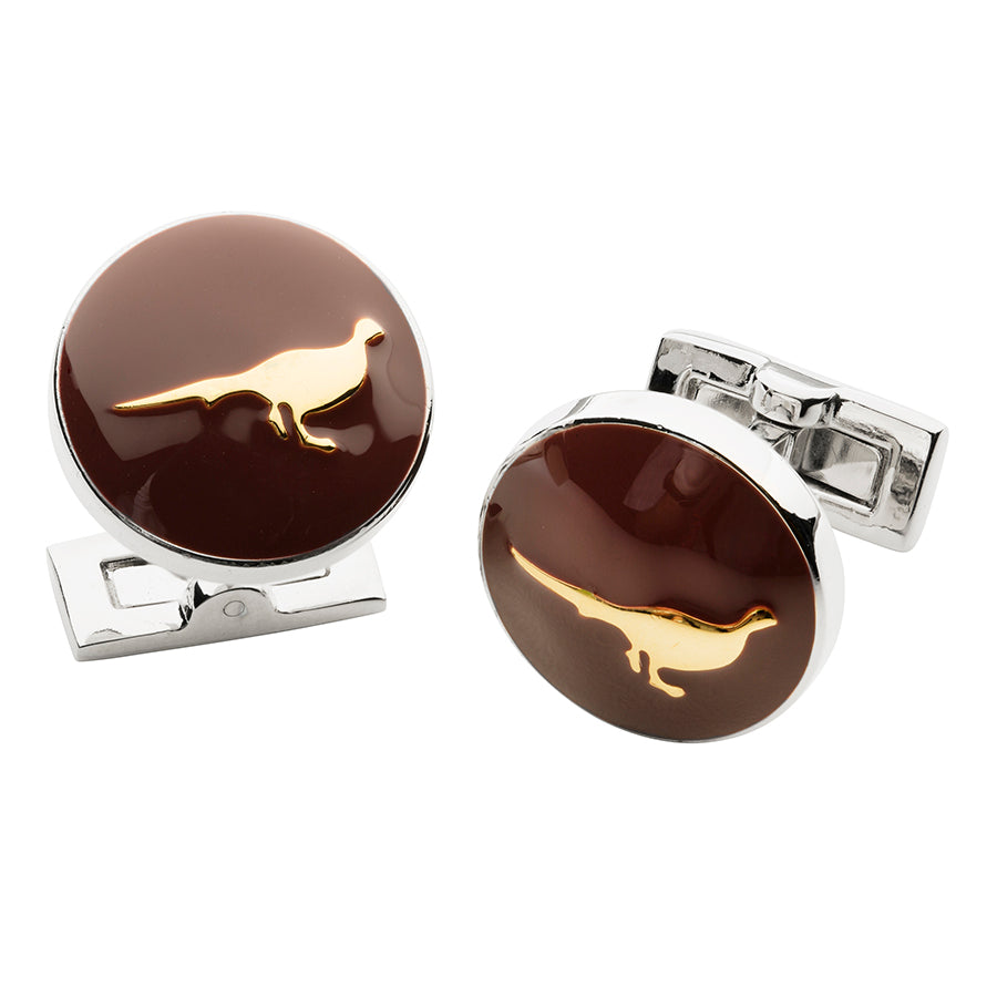 Pheasant Cufflinks – Burgundy