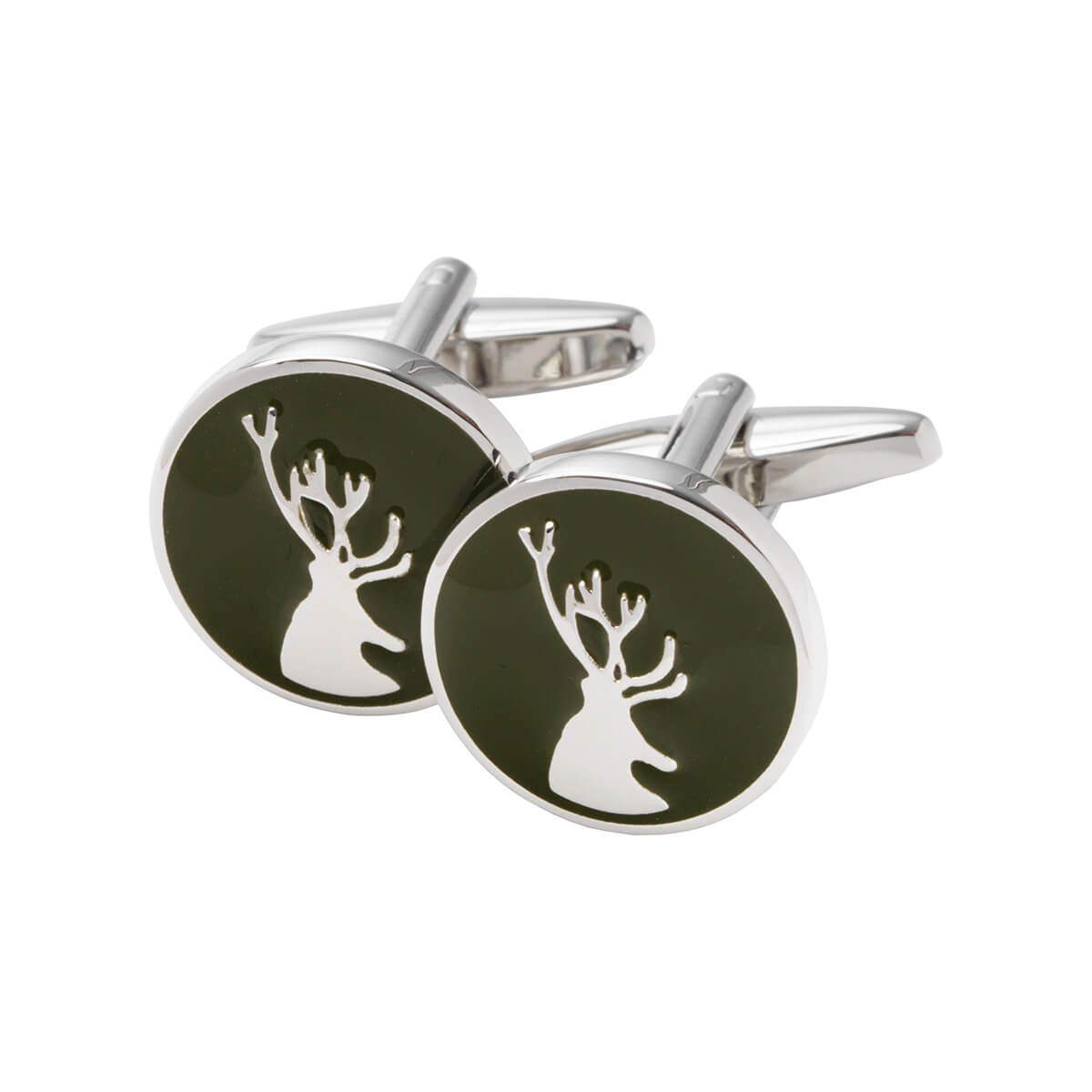 Stag Deer Cufflinks - British Racing Green