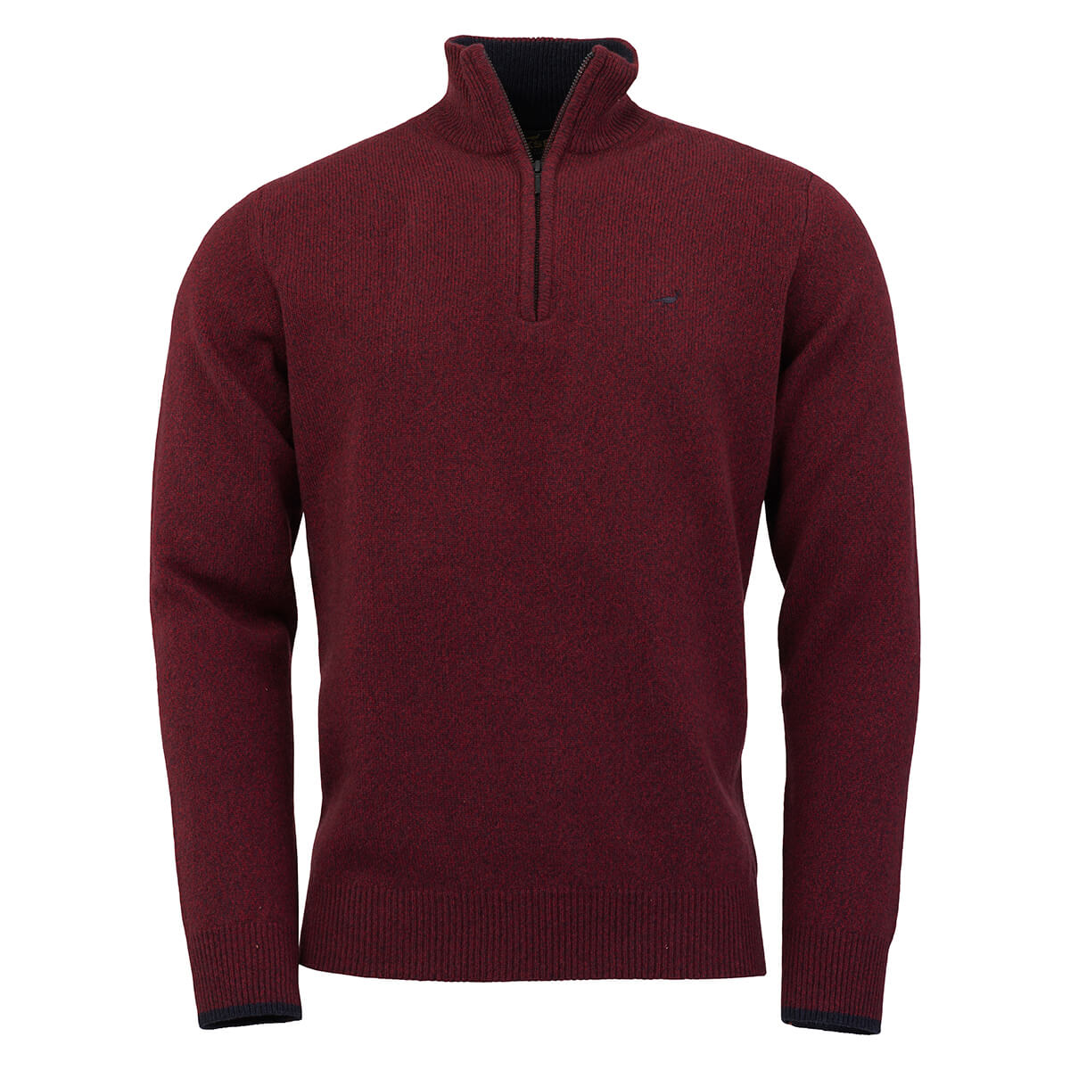 Brompton Zip Neck Lambswool Sweater – Burgundy