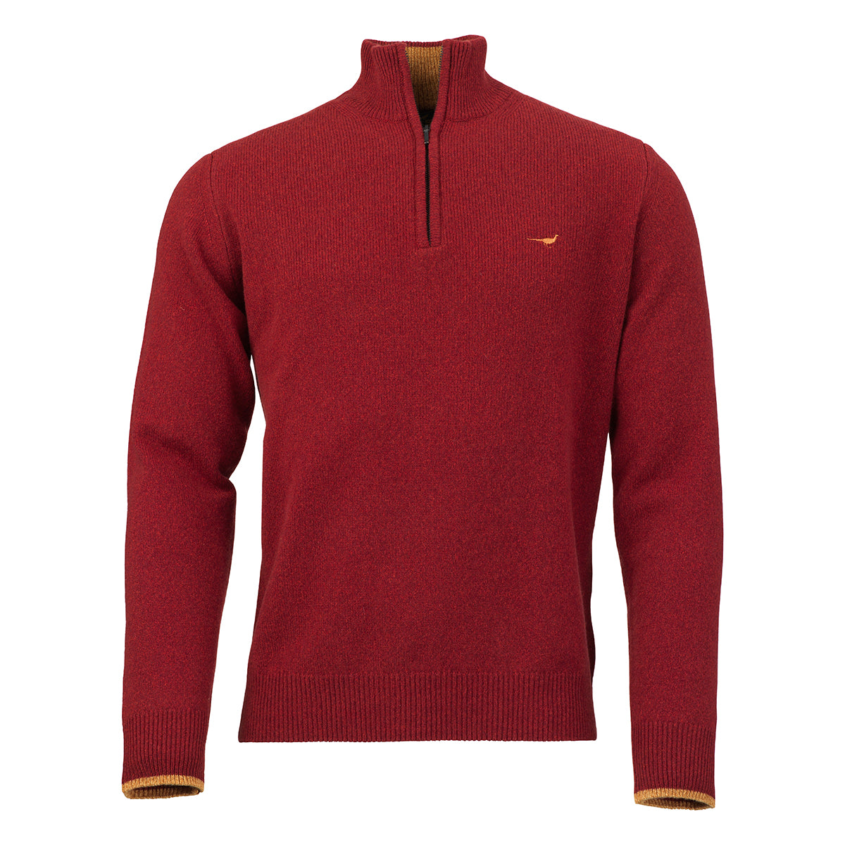 Brompton Zip Neck Lambswool Sweater – Wine