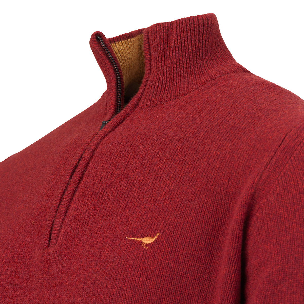 Brompton Zip Neck Lambswool Sweater – Wine