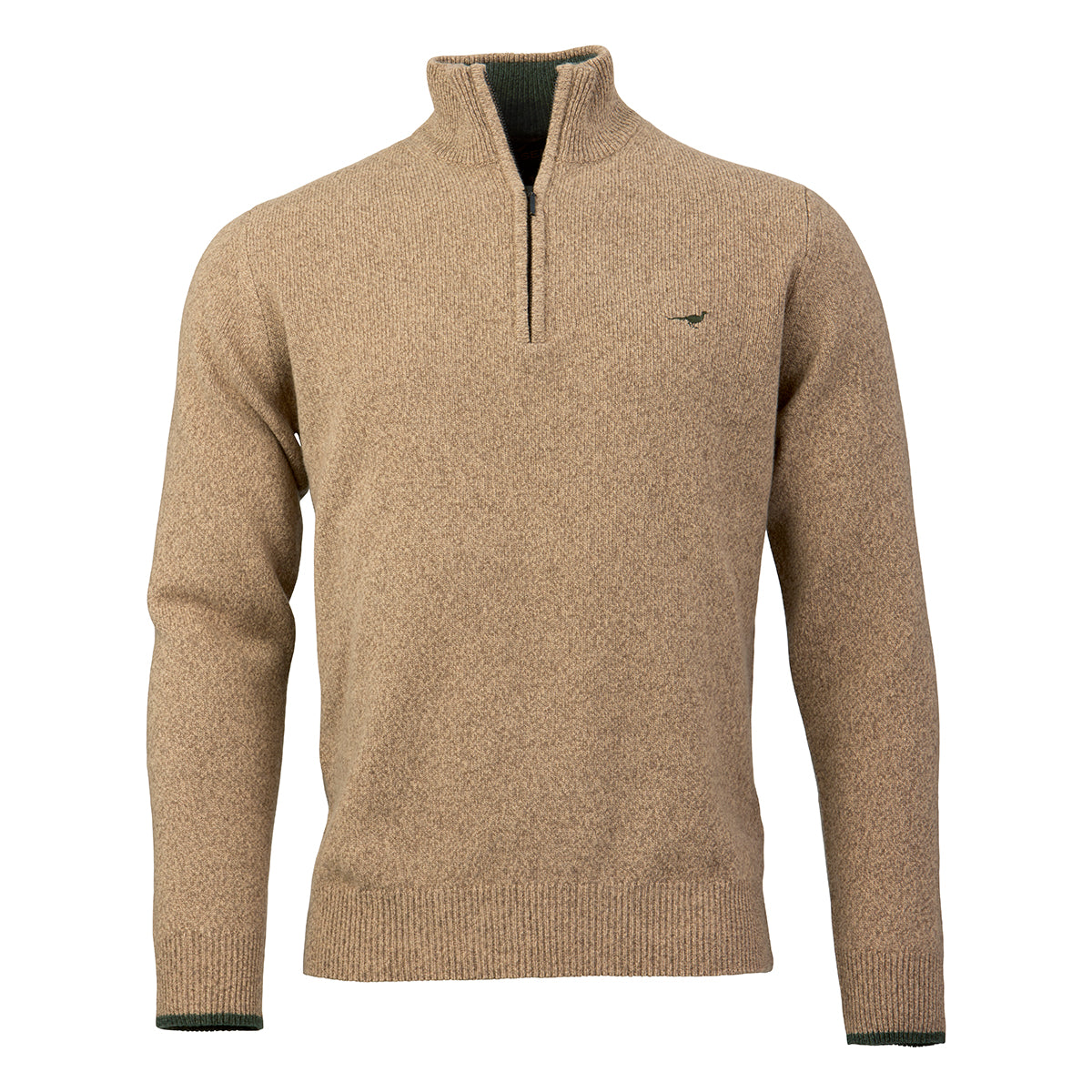 Brompton Zip Neck Lambswool Sweater – Camel
