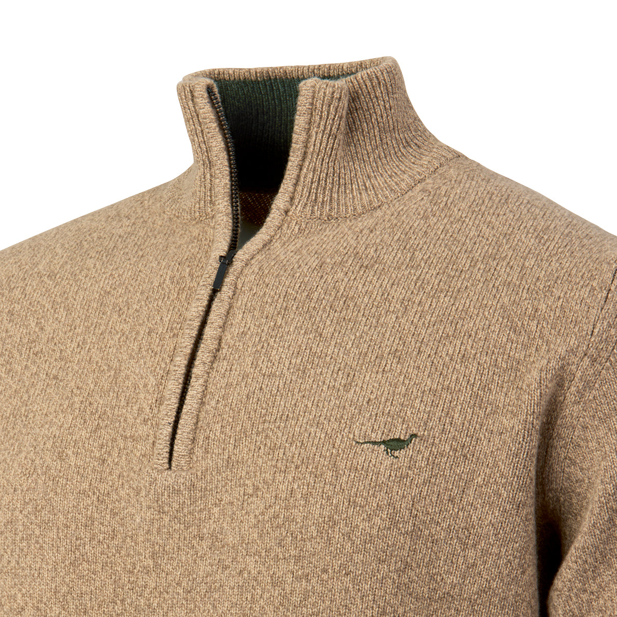 Brompton Zip Neck Lambswool Sweater – Camel