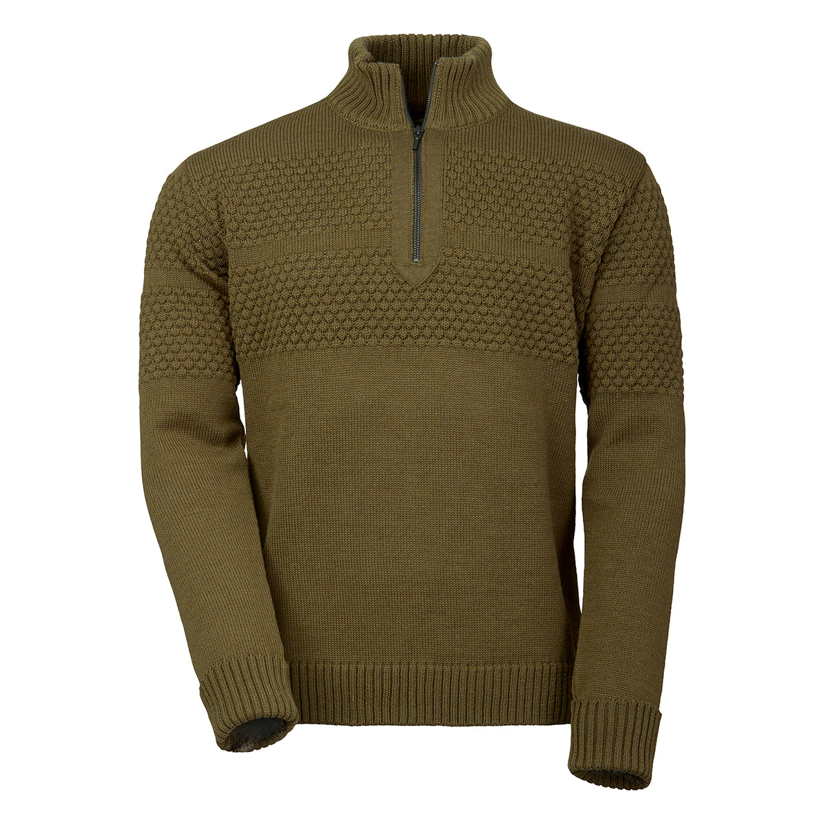 Fisherman's Zip Neck Sweater - Olive