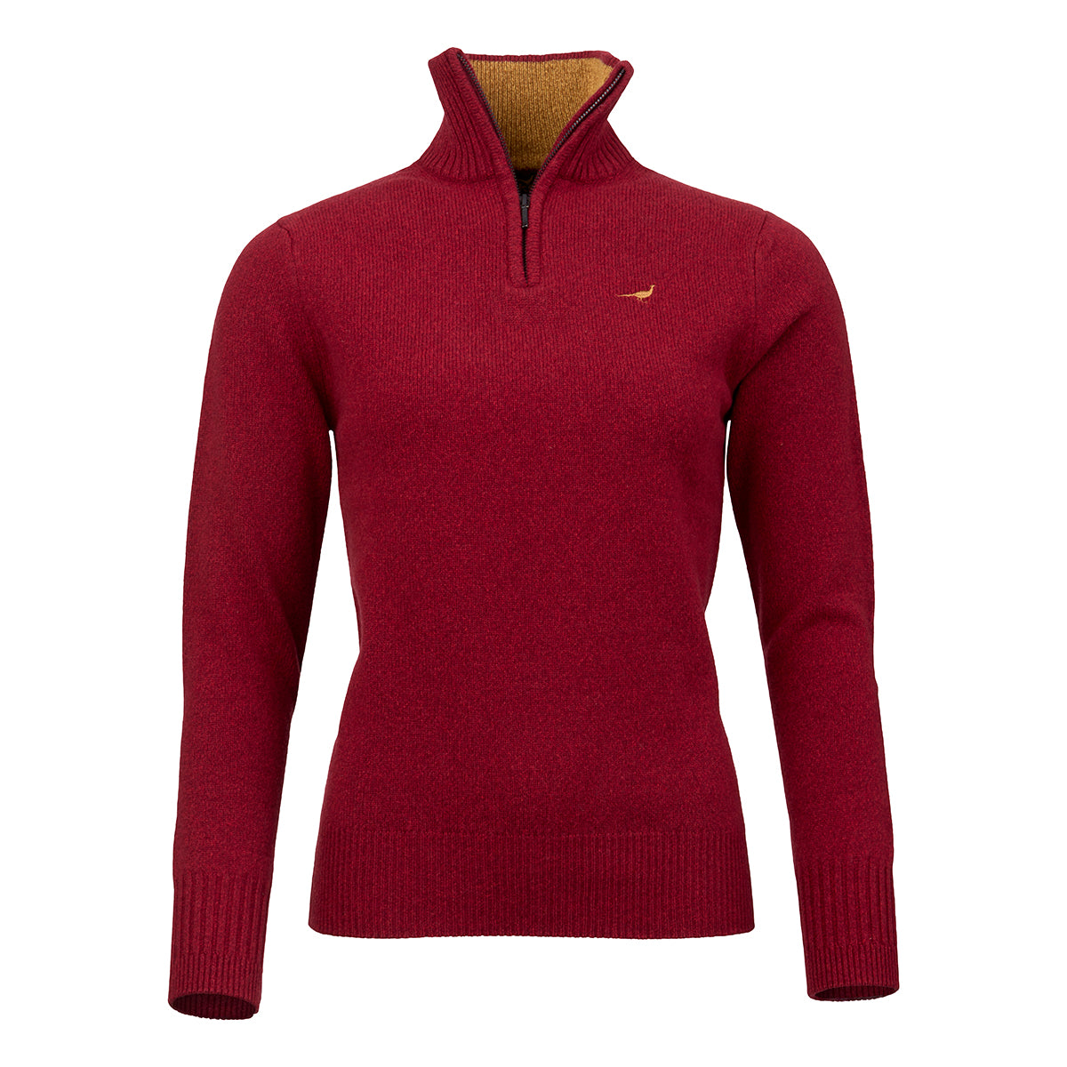 Tyne Zip Neck Lambswool Sweater - Wine
