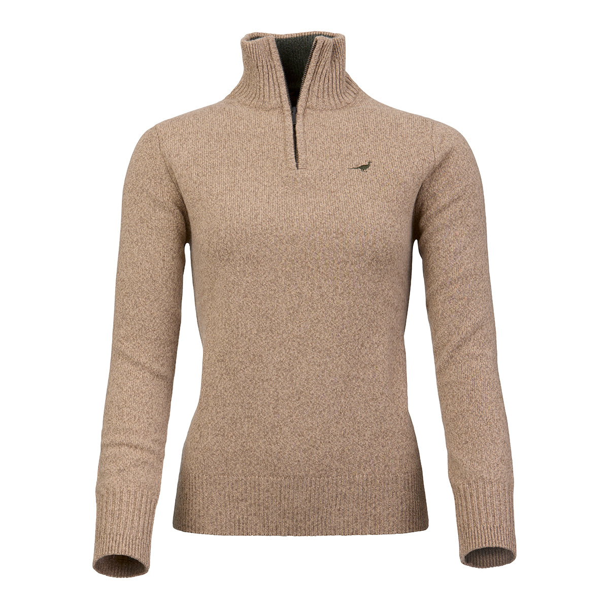 Tyne Zip Neck Lambswool Sweater - Camel
