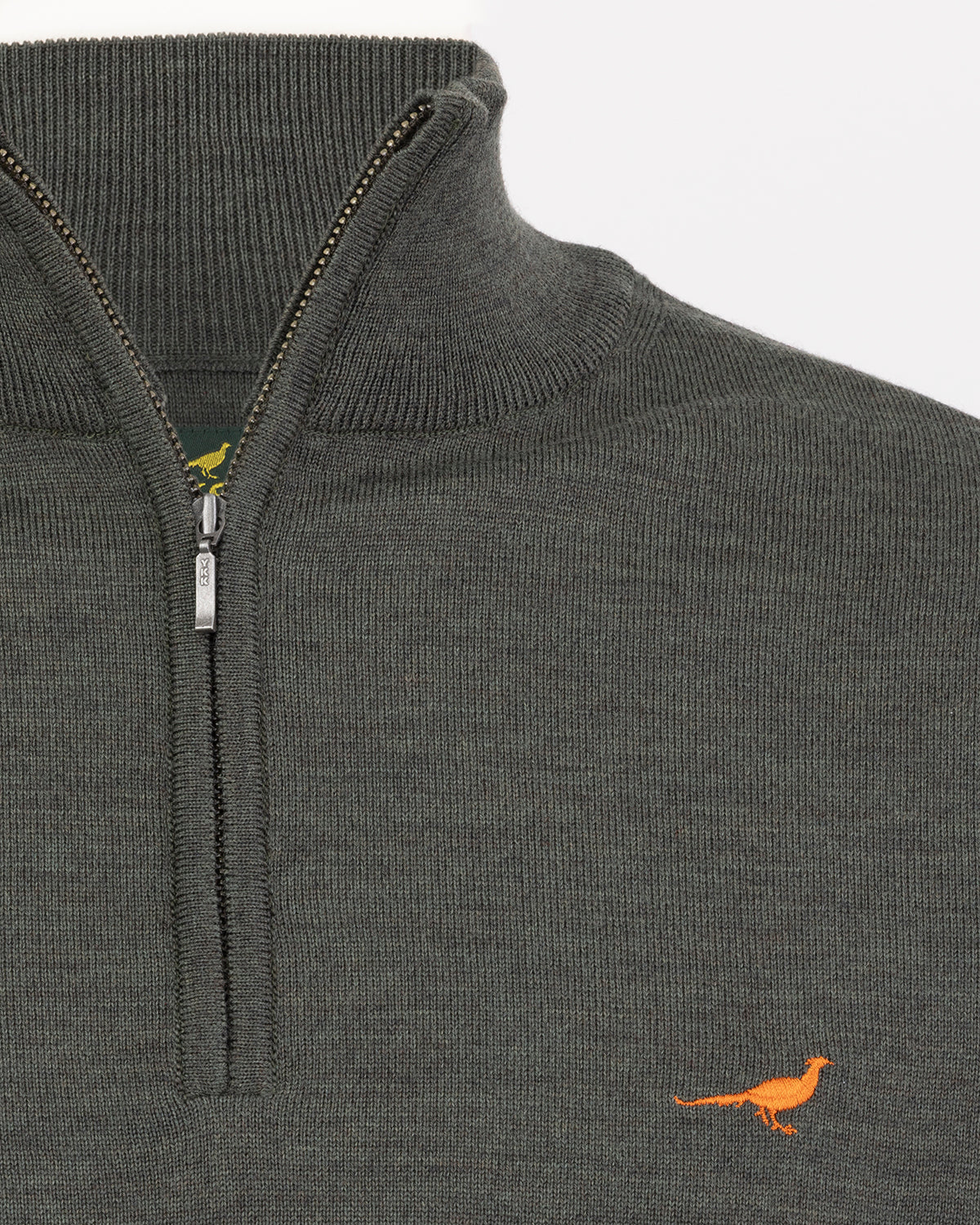Norfolk zip-neck merino sweater -  loden green