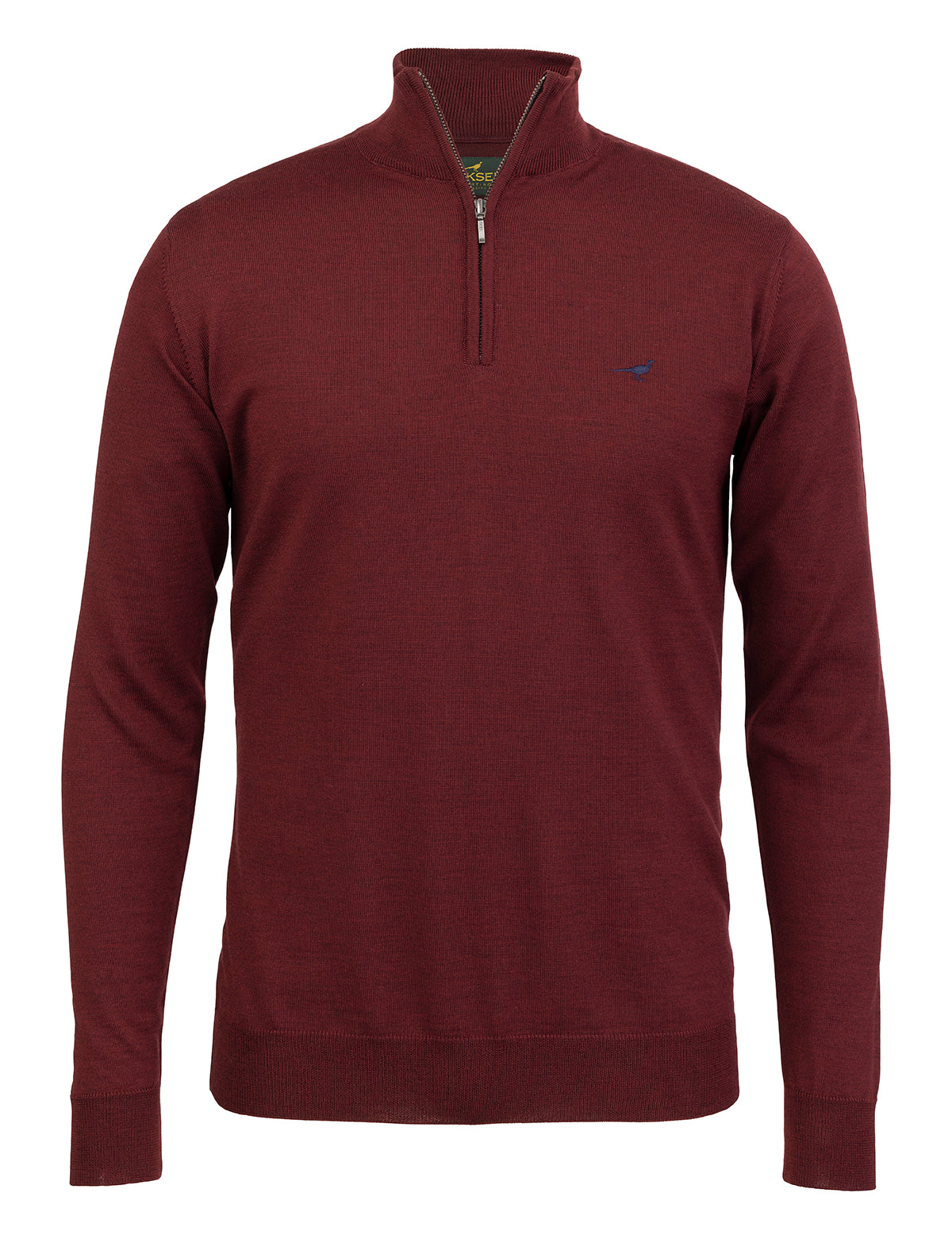 Norfolk zip-neck merino sweater - vintage port