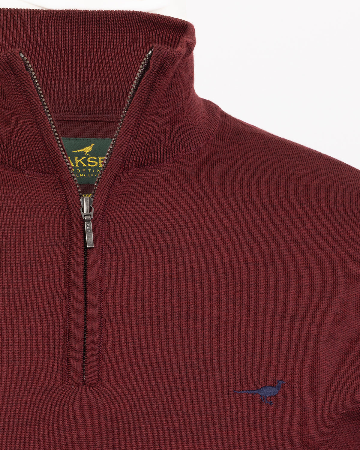 Norfolk zip-neck merino sweater - vintage port