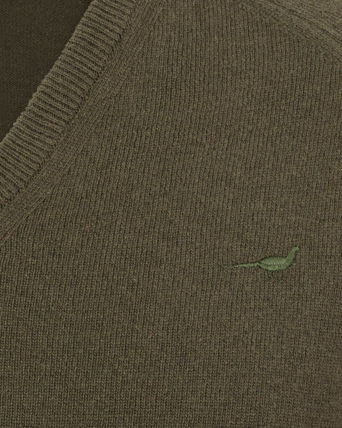 Trent V-neck Lambswool Sweater - Olive