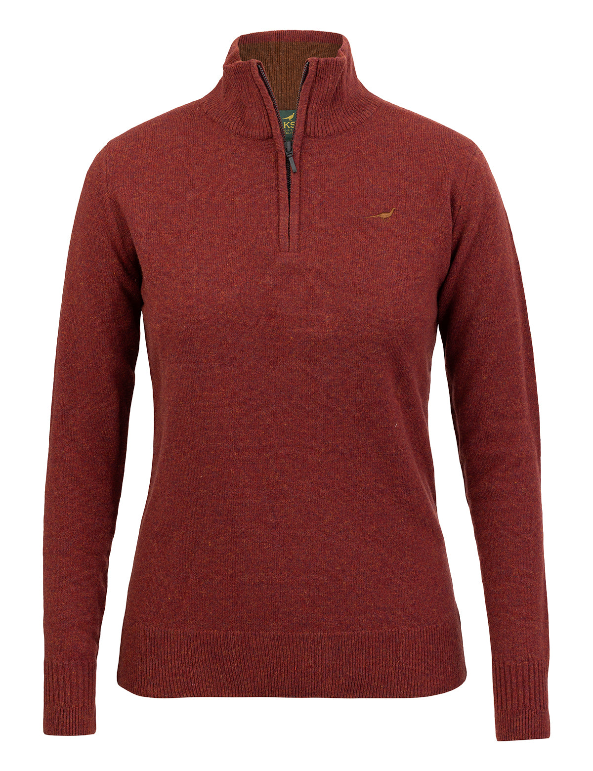 Tyne Zip Neck Women’s Lambswool Sweater – Rusty