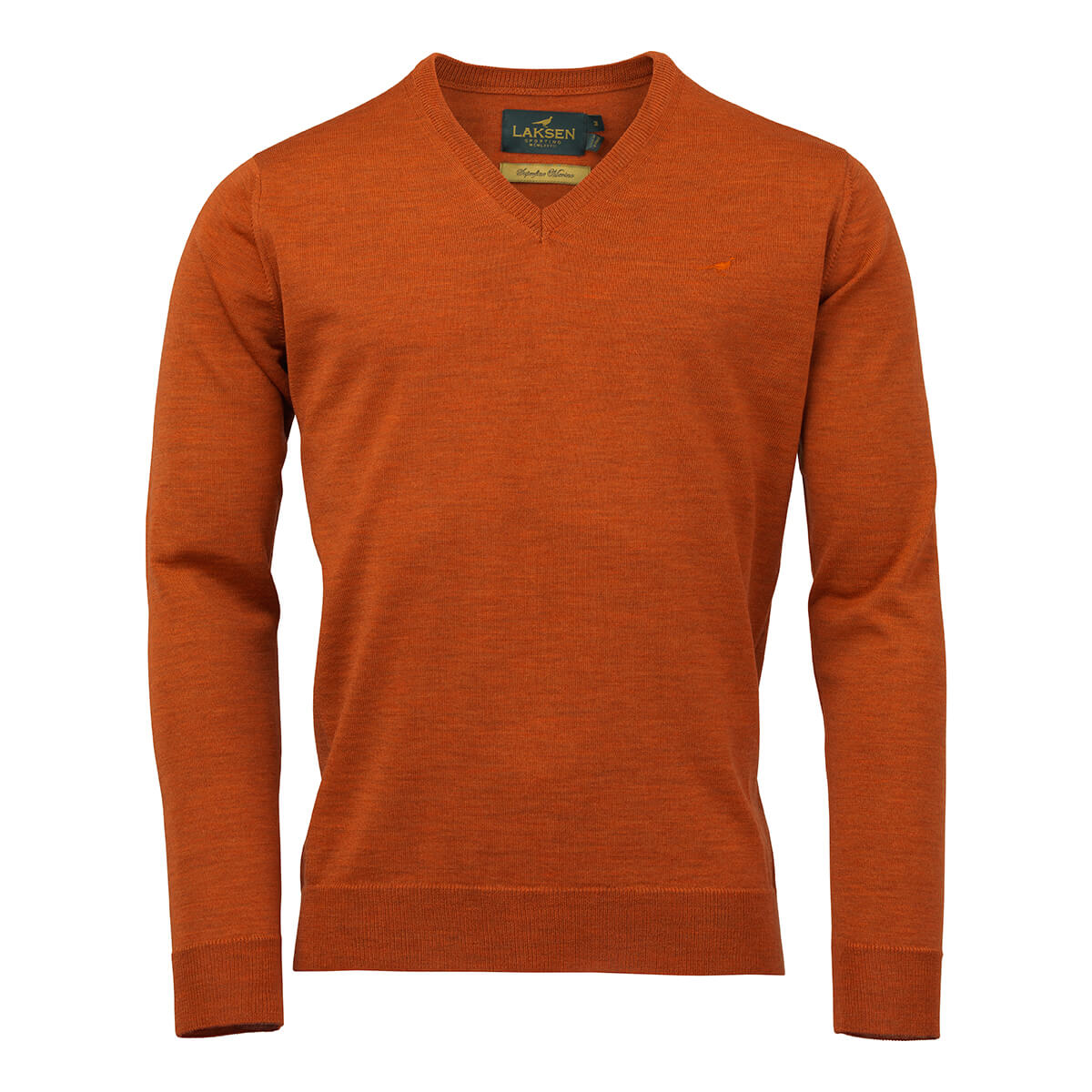 Sussex V-neck Merino Sweater - Burnt Orange