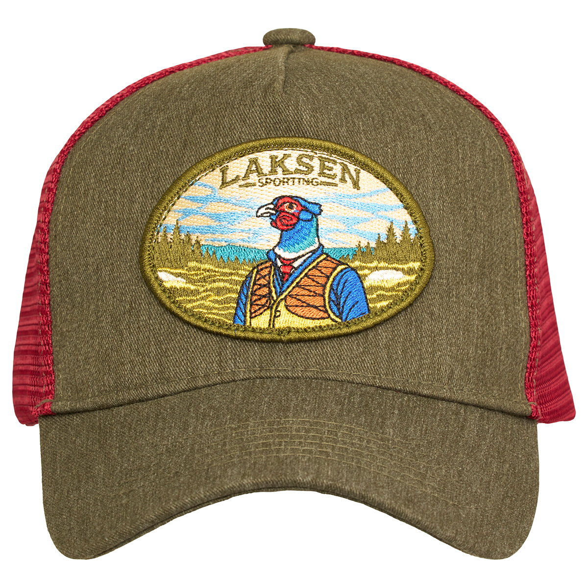 Pheasant in tweed cap olive - red mesh