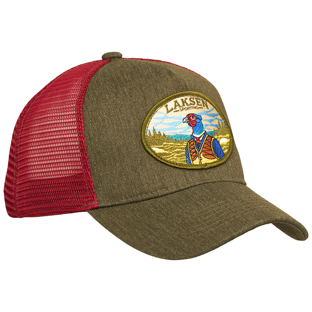 Pheasant in tweed cap olive - red mesh