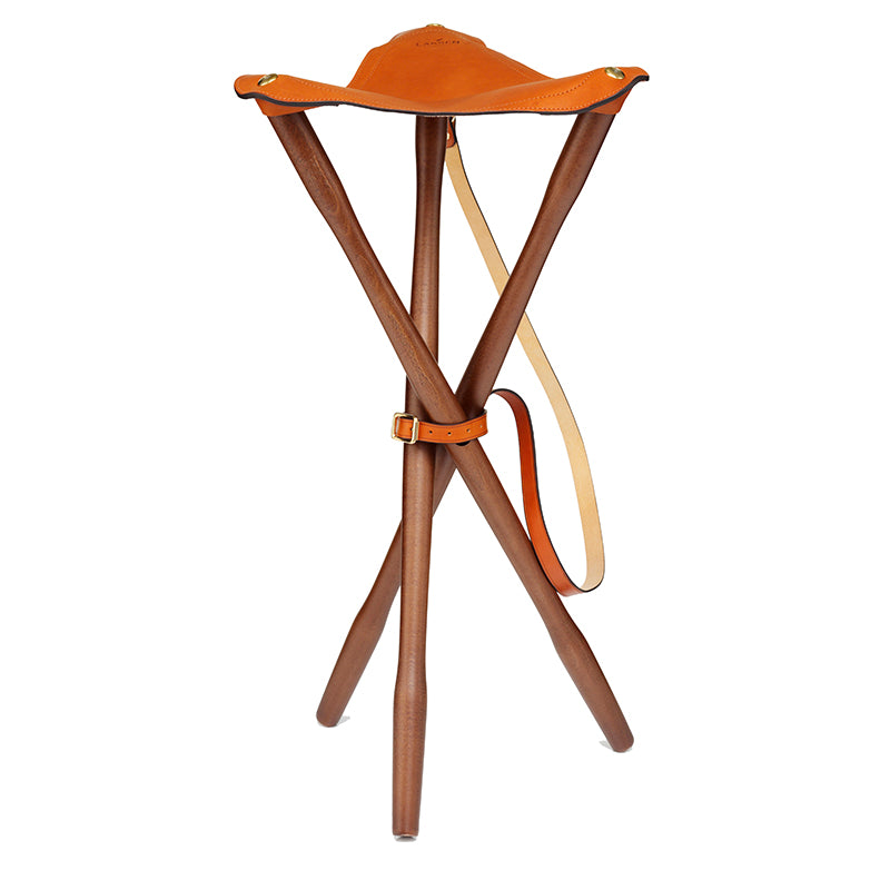 Tripod Hunting Chair in Teak & Leather - Natural Oak