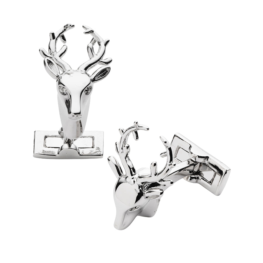 Stag Deer Cufflinks - Silver