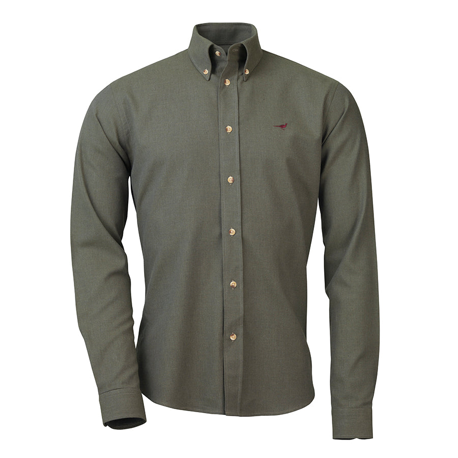 Oliver 100% Brushed Cotton Shirt - Olive